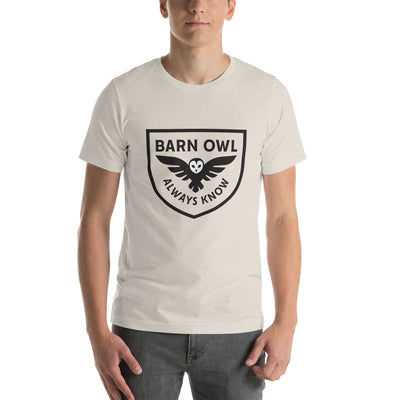 Barn Owl Unisex T-Shirt - Black Badge Logo